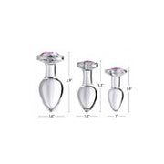 Booty Sparks - Pink Gem Glazen Buttplug Met Siersteen - Roze - Maat M