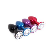 Kiotos - Zwarte Aluminium Buttplug - Wit Sierkristal