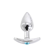Kiotos - Aluminium buttplug Met Handvat En Sierkristal - Lichtblauw