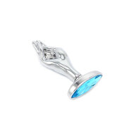 Kiotos - Fist Buttplug Aluminium met Lichtblauwe Siersteen - medium