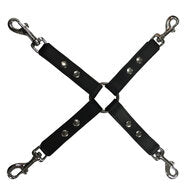 Kiotos Leather - Hogtie Bondage Riem Met Studs En Karabijnhaken - Zwart