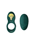 ZALO - Vibrerende Cockring & koppelvibrator BAYEK met afstandsbediening - smaragdgroen