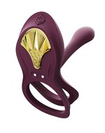 ZALO - Vibrerende Cockring & koppelvibrator BAYEK met afstandsbediening - amethyst paars