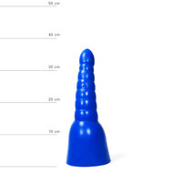 All Blue - Geribbelde Anaal Dildo - 34 x 11 cm - Blauw