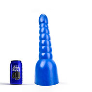 All Blue - Geribbelde Anaal Dildo - 34 x 11 cm - Blauw