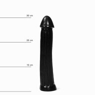All Black - Grote dildo Met diepe Groeven - 30 x 5 cm - Zwart