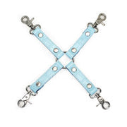 Liebe Seele - Macaron Luxe Bondage & BDSM Set met Handboeien, Enkelboeien, Halsband, Paddle, Flogger, Hogtie, Blinddoek, Ball Gag en Mini Massager- lichtblauw