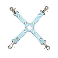 Liebe Seele - Macaron Luxe Bondage & BDSM Set met Handboeien, Enkelboeien, Halsband, Paddle, Flogger, Hogtie, Blinddoek, Ball Gag en Mini Massager- lichtblauw