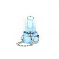 Liebe Seele - Macaron Luxe Bondage & BDSM Set met Handboeien, Enkelboeien, Halsband, Paddle, Flogger, Hogtie, Blinddoek, Ball Gag en Mini Massager- lichtblauw