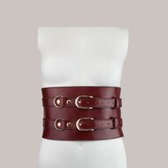 Liebe Seele - Wine Red Luxe en Exclusieve Lederen Taille Bondagecorset | Corsetriem - wijnrood - maat S