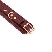 Liebe Seele - Wine Red Lederen polsboeien met rosé gouden ketting - exclusief en luxe ontwerp