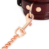Liebe Seele - Wine Red Lederen polsboeien met rosé gouden ketting - exclusief en luxe ontwerp