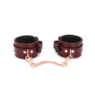 Liebe Seele - Wine Red leren enkelboeien met rosé gouden ketting | exclusief en luxe ontwerp - wijnrood