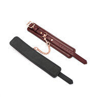 Liebe Seele - Wine Red leren enkelboeien met rosé gouden ketting | exclusief en luxe ontwerp - wijnrood