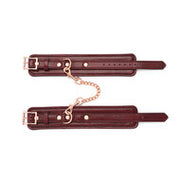 Liebe Seele - Wine Red leren enkelboeien met rosé gouden ketting | exclusief en luxe ontwerp - wijnrood