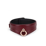 Liebe Seele - Wine Red Curved Collar Met leiband En hartvormig slot - Luxe ontwerp collar