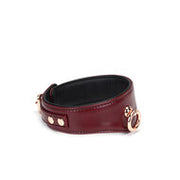 Liebe Seele - Wine Red Curved Collar Met leiband En hartvormig slot - Luxe ontwerp collar