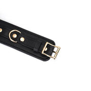Liebe Seele - Dark Secret Exclusieve Lederen handboeien met goud metalen beslag - zwart/goud