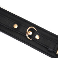 Liebe Seele - Dark Secret Exclusieve Lederen handboeien met goud metalen beslag - zwart/goud