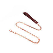 Wine Red leren halsband en rosé gouden leiband | exclusief en luxe ontwerp - wijnrood