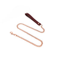 Wine Red leren halsband en rosé gouden leiband | exclusief en luxe ontwerp - wijnrood