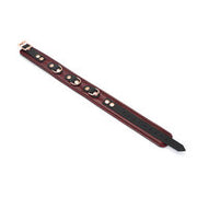 Wine Red leren halsband en rosé gouden leiband | exclusief en luxe ontwerp - wijnrood