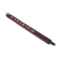 Wine Red leren halsband en rosé gouden leiband | exclusief en luxe ontwerp - wijnrood