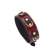 Wine Red leren halsband en rosé gouden leiband | exclusief en luxe ontwerp - wijnrood