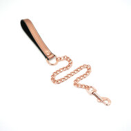 Liebe Seele - Rose Gold Memory Exclusieve Leren Collar en Metalen Leiband - rosé goud