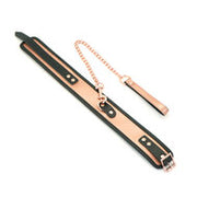 Liebe Seele - Rose Gold Memory Exclusieve Leren Collar en Metalen Leiband - rosé goud