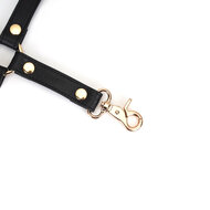 Liebe Seele - Dark Secret Exclusieve Lederen Hogtie Bondagehulp met goud metalen beslag - zwart/goud
