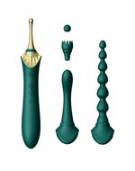 ZALO - Verwarmde Pinpoint Clitoris Vibrator Bess 2 met extra opzetstukken - smaragdgroen