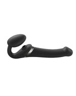 Strap-On-Me Vibrerende Strapless Voorbinddildo met luchtdruk stimulatie - zwart - maat M