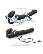 Strap-On-Me Vibrerende Strapless Voorbinddildo met luchtdruk stimulatie - zwart - maat S