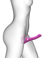 Strap-On-Me Vibrerende Strapless Voorbinddildo met luchtdruk stimulatie - roze - maat M