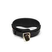 Liebe Seele - Dark Secret - Exclusieve Curved Collar Met Leiband En Gouden Hardware - Zwart/Goud