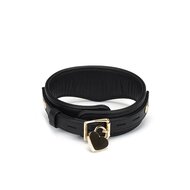 Liebe Seele - Dark Secret - Exclusieve Curved Collar Met Leiband En Gouden Hardware - Zwart/Goud