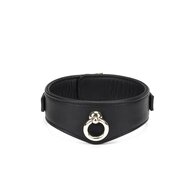 Liebe Seele - Dark Secret - Exclusieve Curved Collar Met Leiband En Gouden Hardware - Zwart/Goud