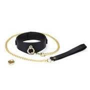 Liebe Seele - Dark Secret - Exclusieve Curved Collar Met Leiband En Gouden Hardware - Zwart/Goud