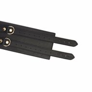 Liebe Seele - Dark Secret Luxe Lederen Taille Bondagecorsetriem - zwart met gouden hardware - maat S