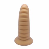Kiotos Ribbed Penis XL Shinny Flesh Suction Dildo - Amazing Shinny Gold/Flesh Silicone - 8 cm diameter x 30 cm lang