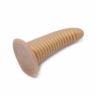 Kiotos Ribbed Penis XL Shinny Flesh Suction Dildo - Amazing Shinny Gold/Flesh Silicone - 8 cm diameter x 30 cm lang