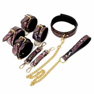 Kiotos - BDSM Set 3-delig Met Reptielenprint - Goud/Roze