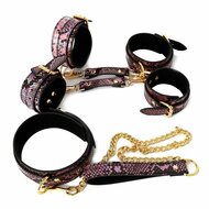 Kiotos - BDSM Set 3-delig Met Reptielenprint - Goud/Roze