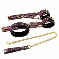 Kiotos - BDSM Set 3-delig Met Reptielenprint - Goud/Roze