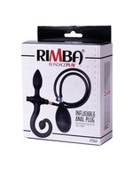 Rimba - Opblaasbare Siliconen Anaalplug Met Handvat En pomp - Zwart