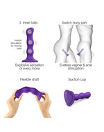 Strap-On-Me - Anaal Dildo - Buttplug - Geisha Balls met losse roterende balletjes - paars - maat M