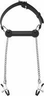 Master Series Siliconen Horse Bit | Paardenbit Gag met tepelklemmen