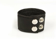 Kiotos Leather Polsband met drukknopen - Zwart