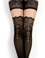 Ballerina - Fantasy Hold Ups Devoted Nude Kousen - 20 denier - Zwart/Nude - maat L/XL